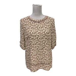 Madam Polla vintage leopard print blouse, size M-L (no US sizing) zipper back